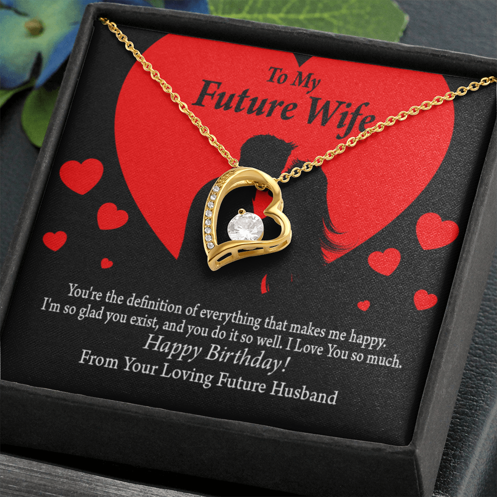 To My Fiancee Glad To Exist Forever Necklace w Message Card-Express Your Love Gifts