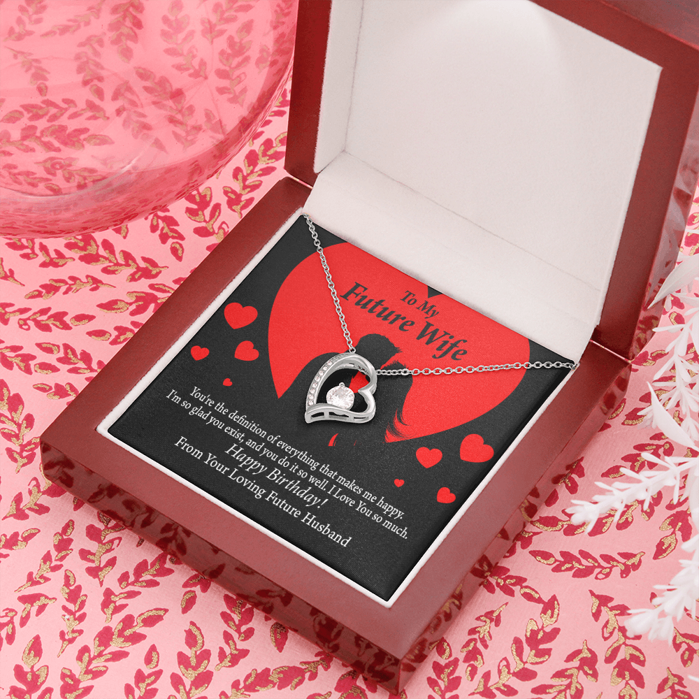 To My Fiancee Glad To Exist Forever Necklace w Message Card-Express Your Love Gifts