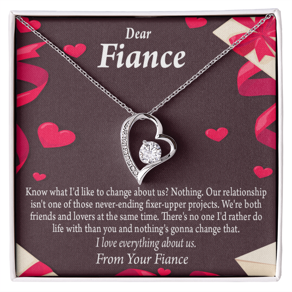 To My Fiancee I Love Everything About Us Forever Necklace w Message Card-Express Your Love Gifts