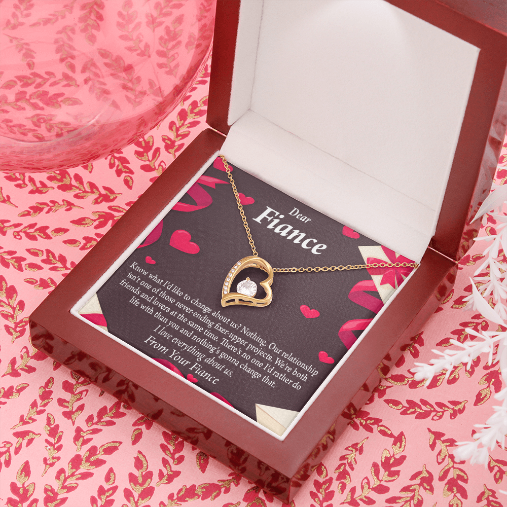 To My Fiancee I Love Everything About Us Forever Necklace w Message Card-Express Your Love Gifts