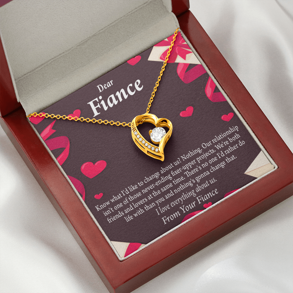 To My Fiancee I Love Everything About Us Forever Necklace w Message Card-Express Your Love Gifts