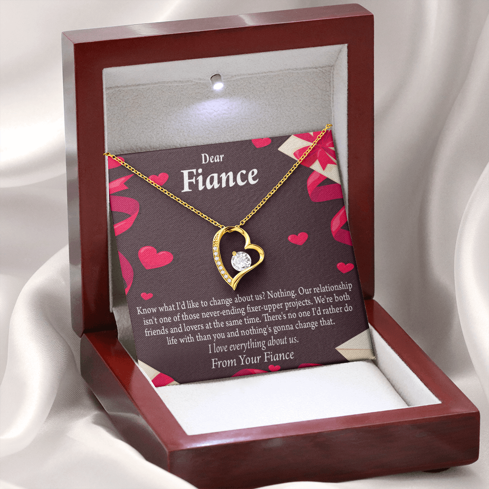 To My Fiancee I Love Everything About Us Forever Necklace w Message Card-Express Your Love Gifts