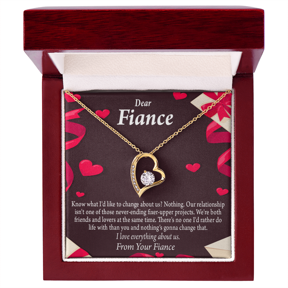 To My Fiancee I Love Everything About Us Forever Necklace w Message Card-Express Your Love Gifts