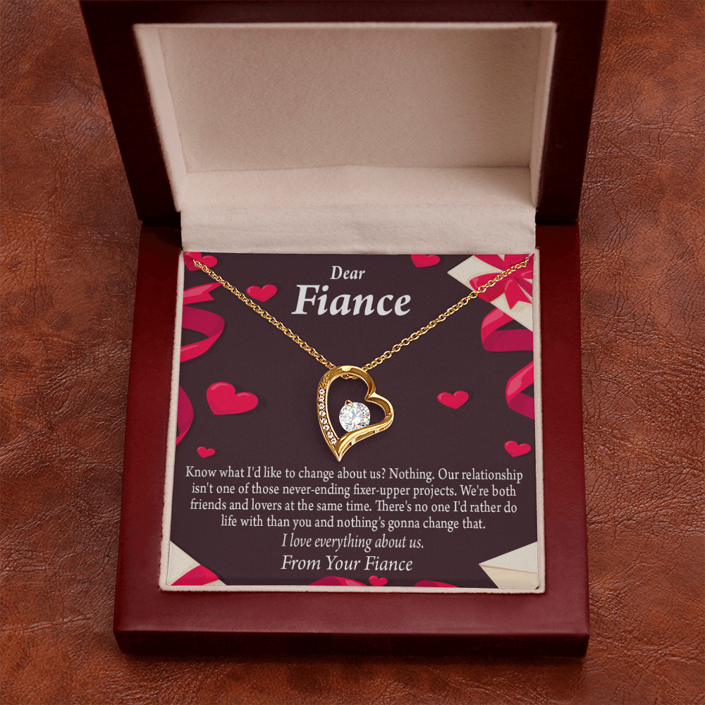 To My Fiancee I Love Everything About Us Forever Necklace w Message Card-Express Your Love Gifts