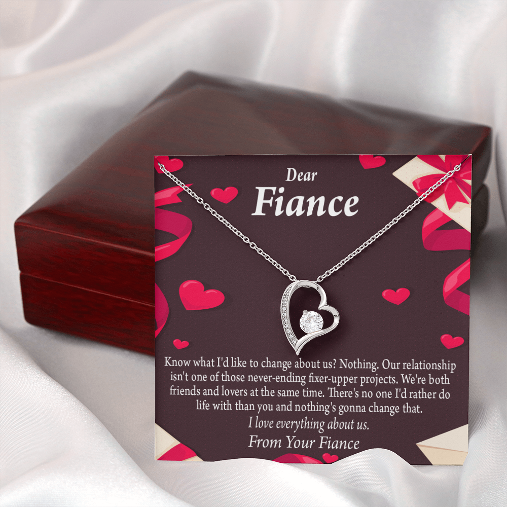 To My Fiancee I Love Everything About Us Forever Necklace w Message Card-Express Your Love Gifts