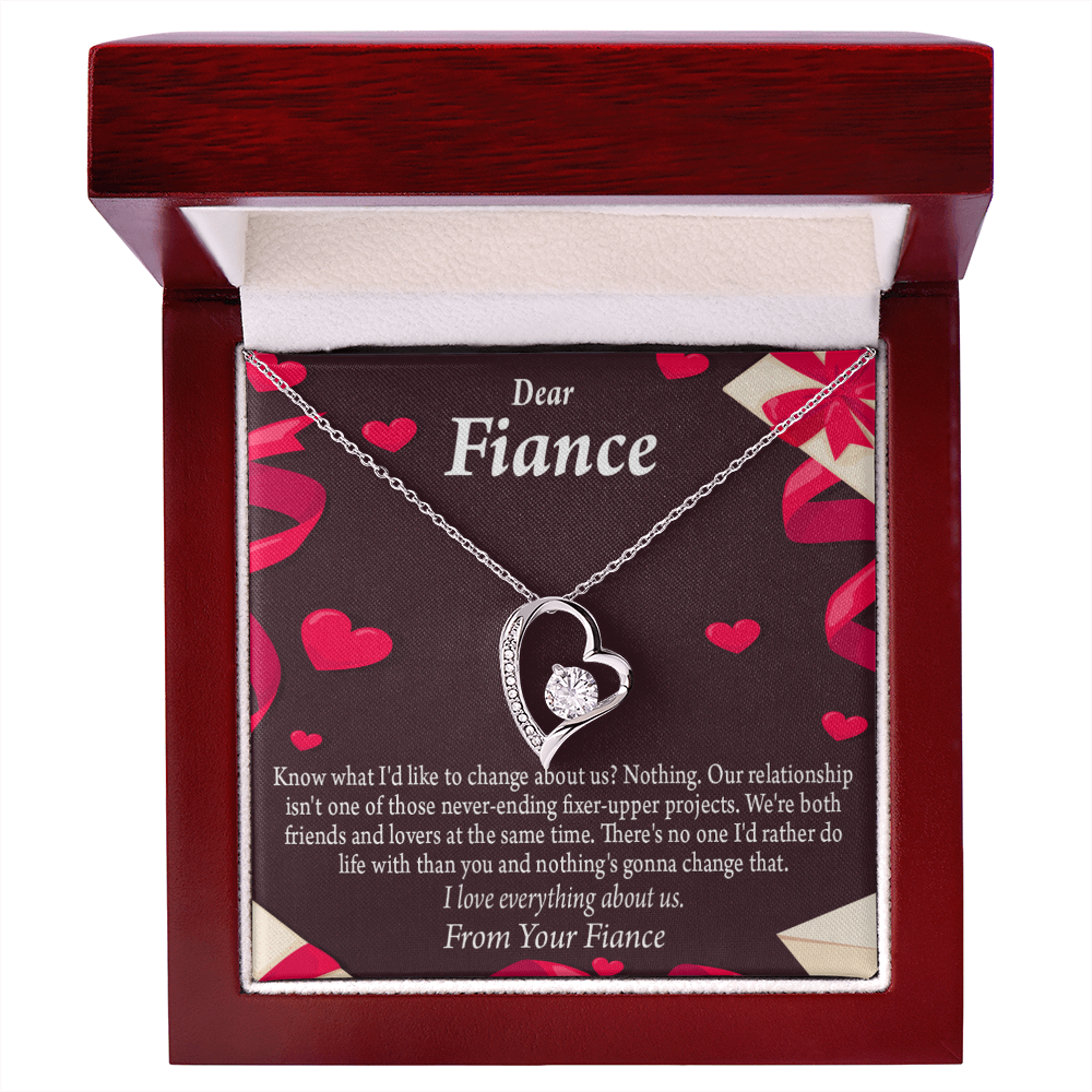 To My Fiancee I Love Everything About Us Forever Necklace w Message Card-Express Your Love Gifts