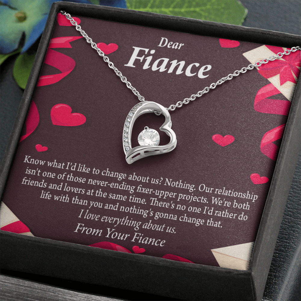 To My Fiancee I Love Everything About Us Forever Necklace w Message Card-Express Your Love Gifts