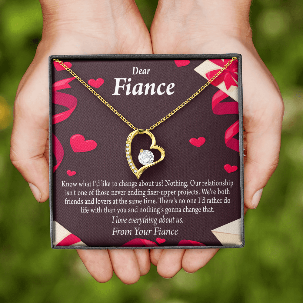 To My Fiancee I Love Everything About Us Forever Necklace w Message Card-Express Your Love Gifts