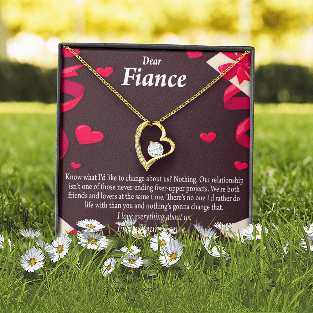 To My Fiancee I Love Everything About Us Forever Necklace w Message Card-Express Your Love Gifts