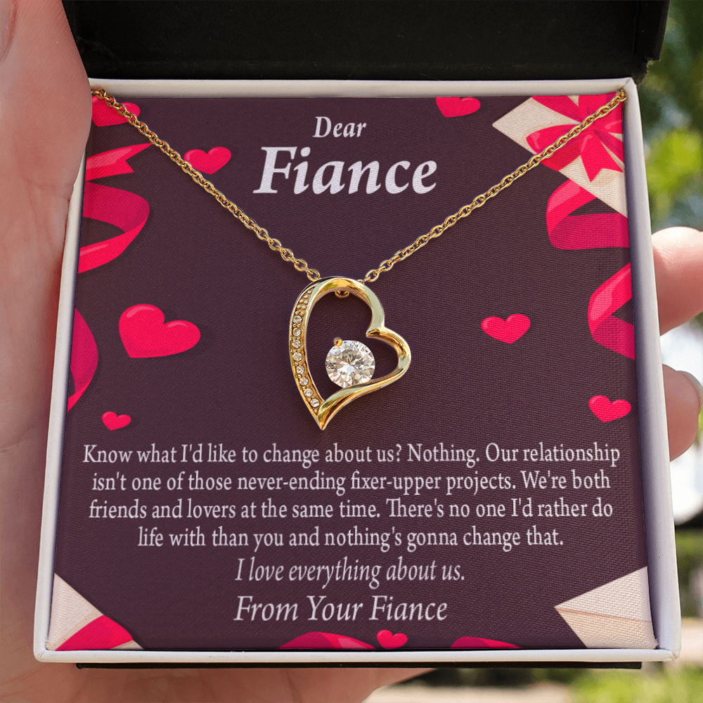 To My Fiancee I Love Everything About Us Forever Necklace w Message Card-Express Your Love Gifts