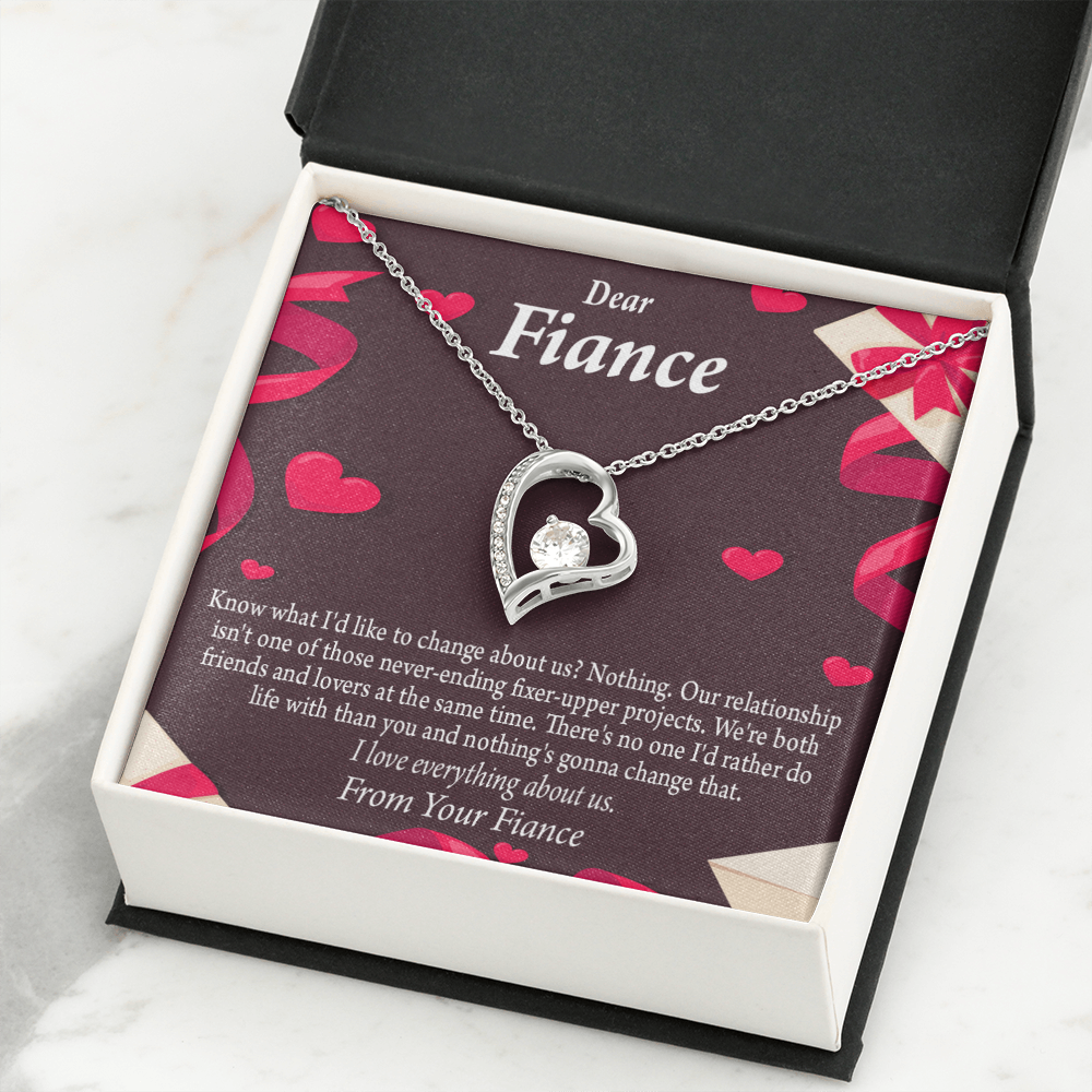 To My Fiancee I Love Everything About Us Forever Necklace w Message Card-Express Your Love Gifts