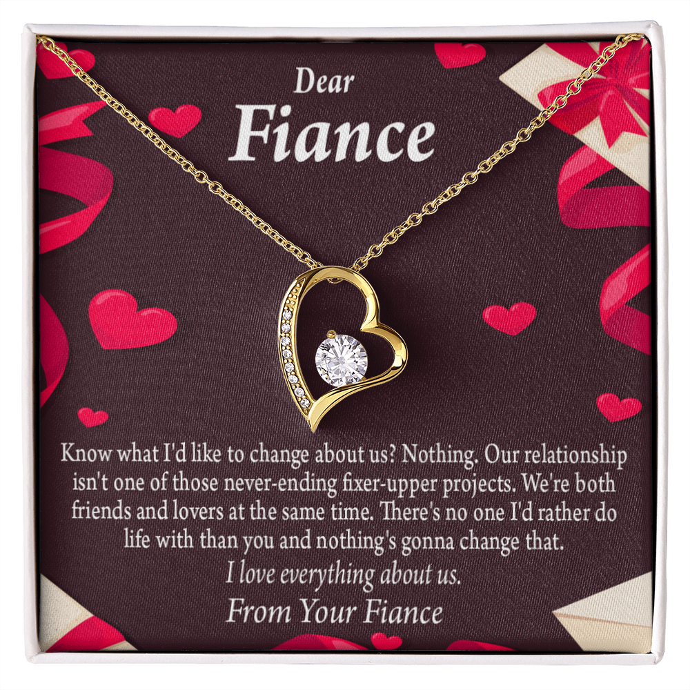 To My Fiancee I Love Everything About Us Forever Necklace w Message Card-Express Your Love Gifts