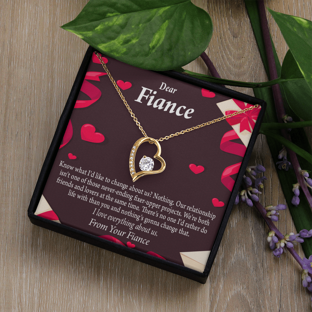 To My Fiancee I Love Everything About Us Forever Necklace w Message Card-Express Your Love Gifts