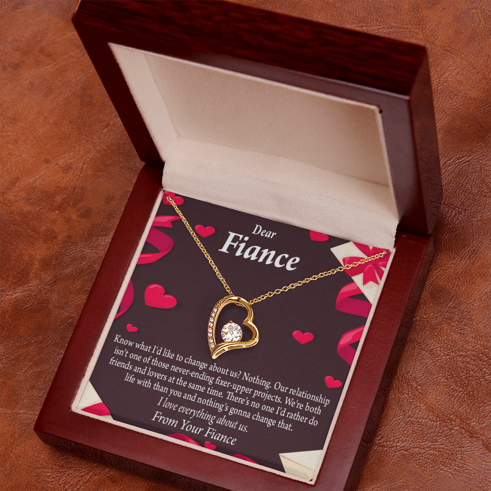 To My Fiancee I Love Everything About Us Forever Necklace w Message Card-Express Your Love Gifts