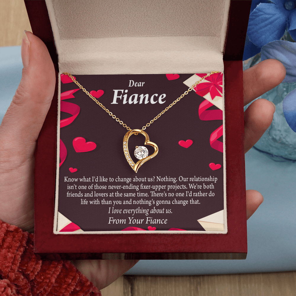 To My Fiancee I Love Everything About Us Forever Necklace w Message Card-Express Your Love Gifts