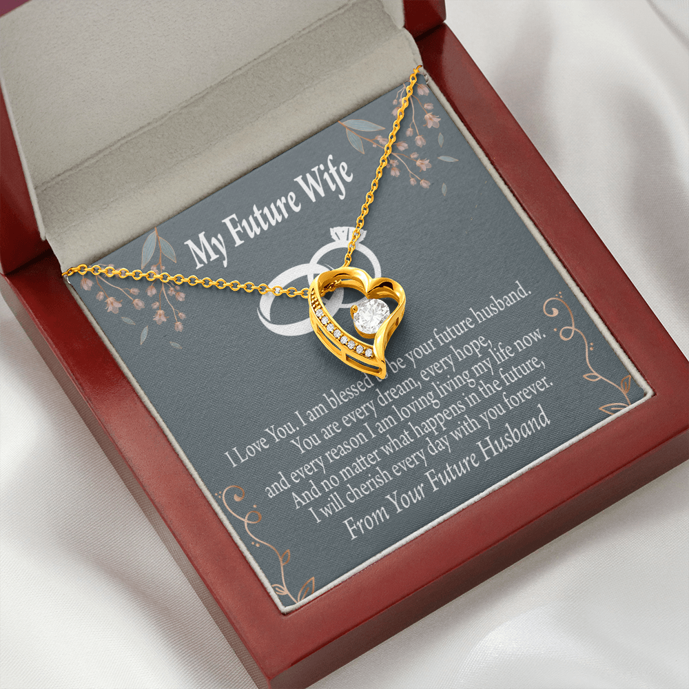 To My Fiancee I'm Blessed Forever Necklace w Message Card-Express Your Love Gifts