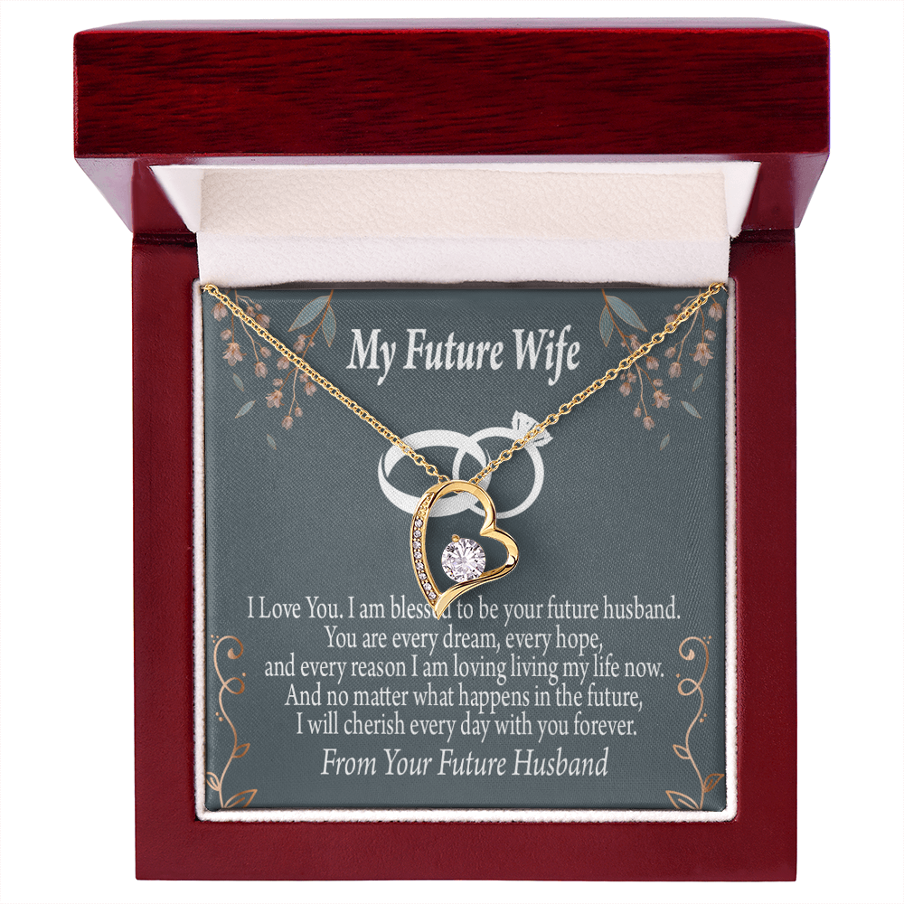 To My Fiancee I'm Blessed Forever Necklace w Message Card-Express Your Love Gifts