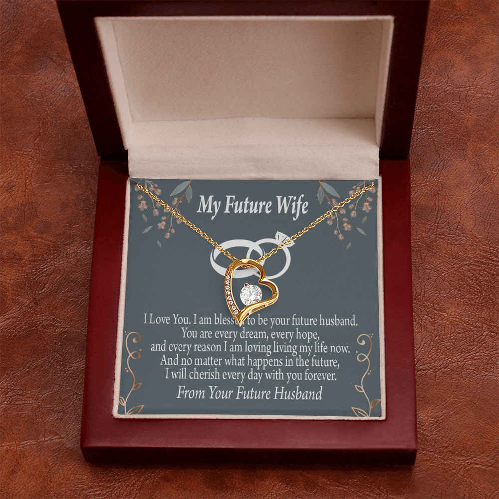 To My Fiancee I'm Blessed Forever Necklace w Message Card-Express Your Love Gifts