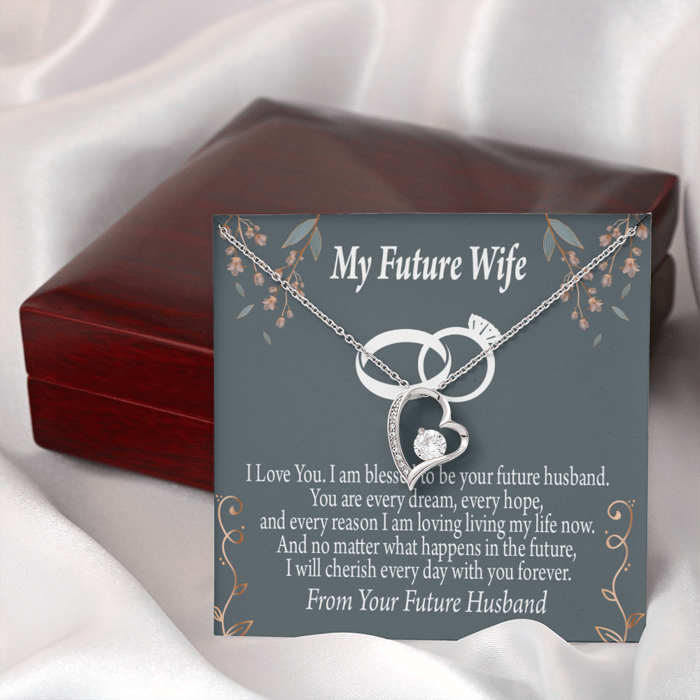 To My Fiancee I'm Blessed Forever Necklace w Message Card-Express Your Love Gifts