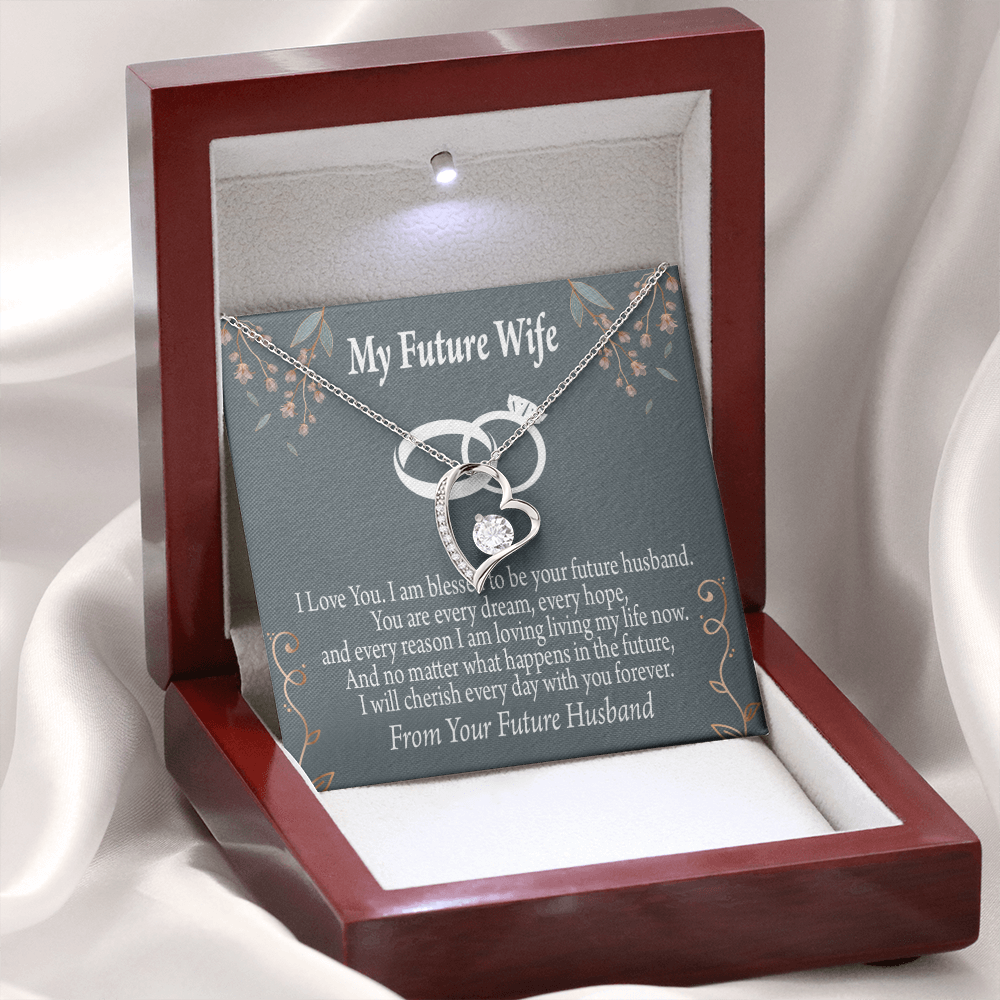 To My Fiancee I'm Blessed Forever Necklace w Message Card-Express Your Love Gifts