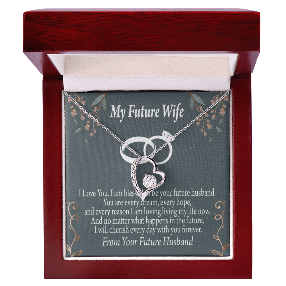 To My Fiancee I'm Blessed Forever Necklace w Message Card-Express Your Love Gifts