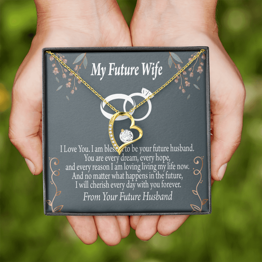 To My Fiancee I'm Blessed Forever Necklace w Message Card-Express Your Love Gifts