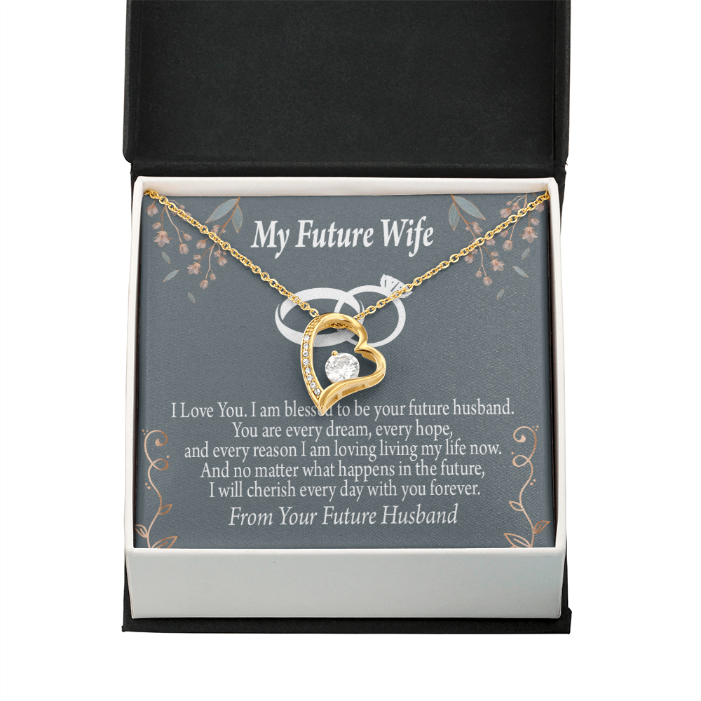 To My Fiancee I'm Blessed Forever Necklace w Message Card-Express Your Love Gifts