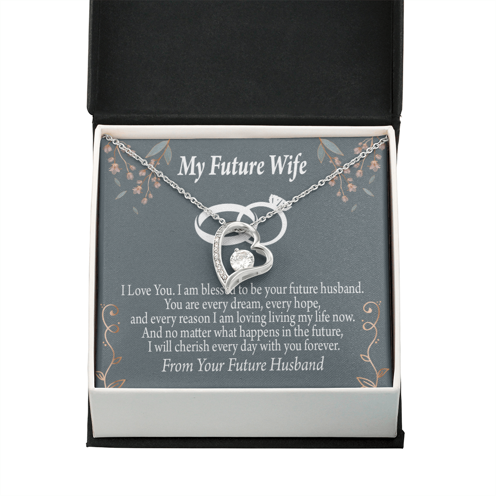 To My Fiancee I'm Blessed Forever Necklace w Message Card-Express Your Love Gifts