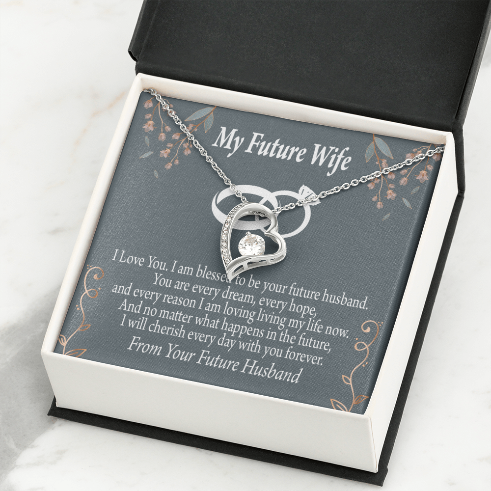 To My Fiancee I'm Blessed Forever Necklace w Message Card-Express Your Love Gifts