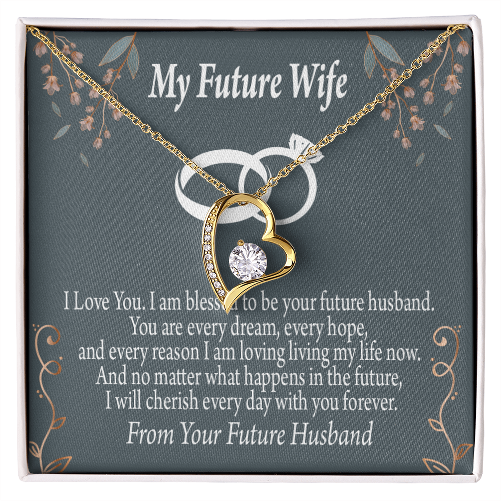 To My Fiancee I'm Blessed Forever Necklace w Message Card-Express Your Love Gifts