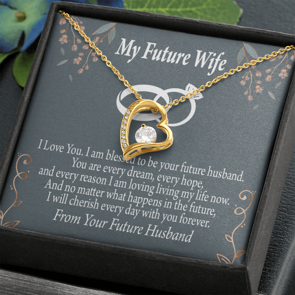 To My Fiancee I'm Blessed Forever Necklace w Message Card-Express Your Love Gifts