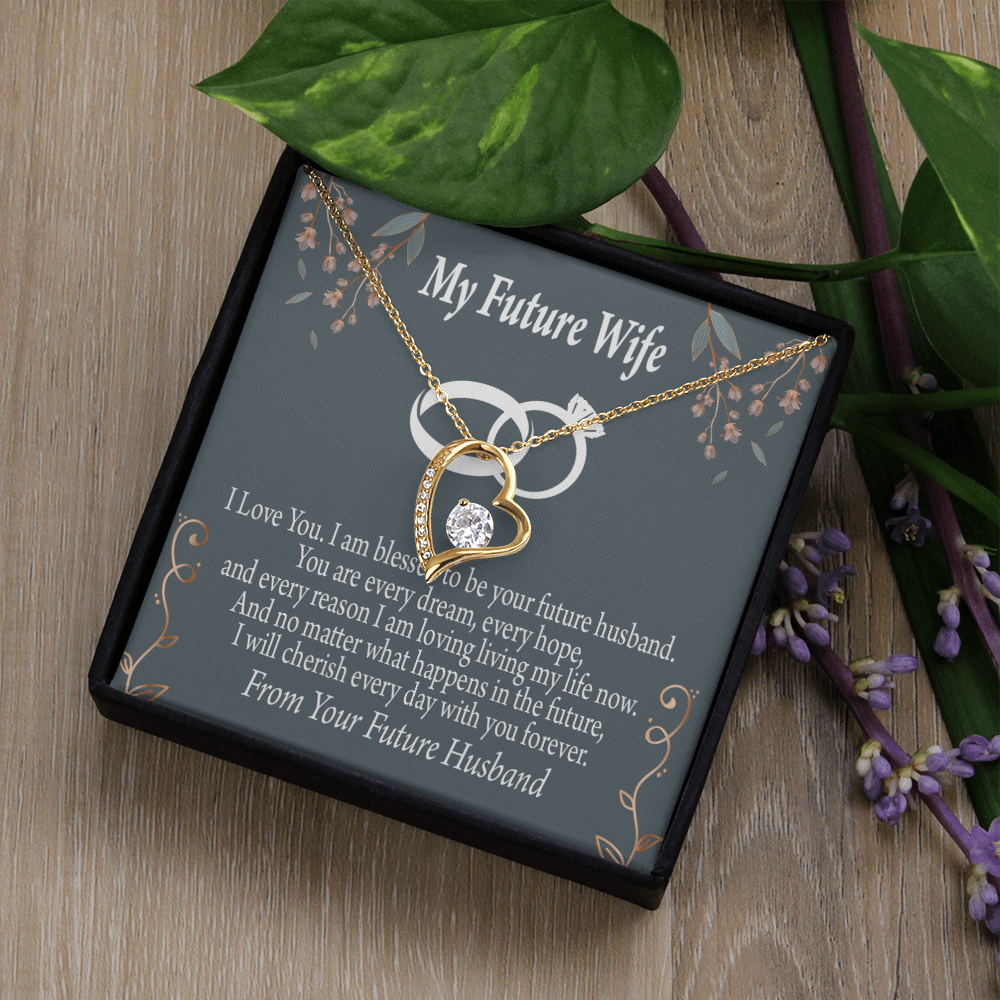 To My Fiancee I'm Blessed Forever Necklace w Message Card-Express Your Love Gifts