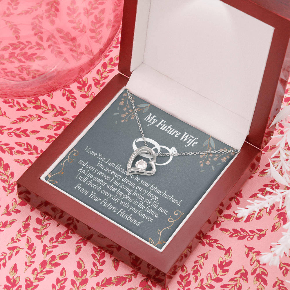 To My Fiancee I'm Blessed Forever Necklace w Message Card-Express Your Love Gifts