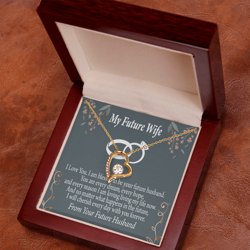 To My Fiancee I'm Blessed Forever Necklace w Message Card-Express Your Love Gifts