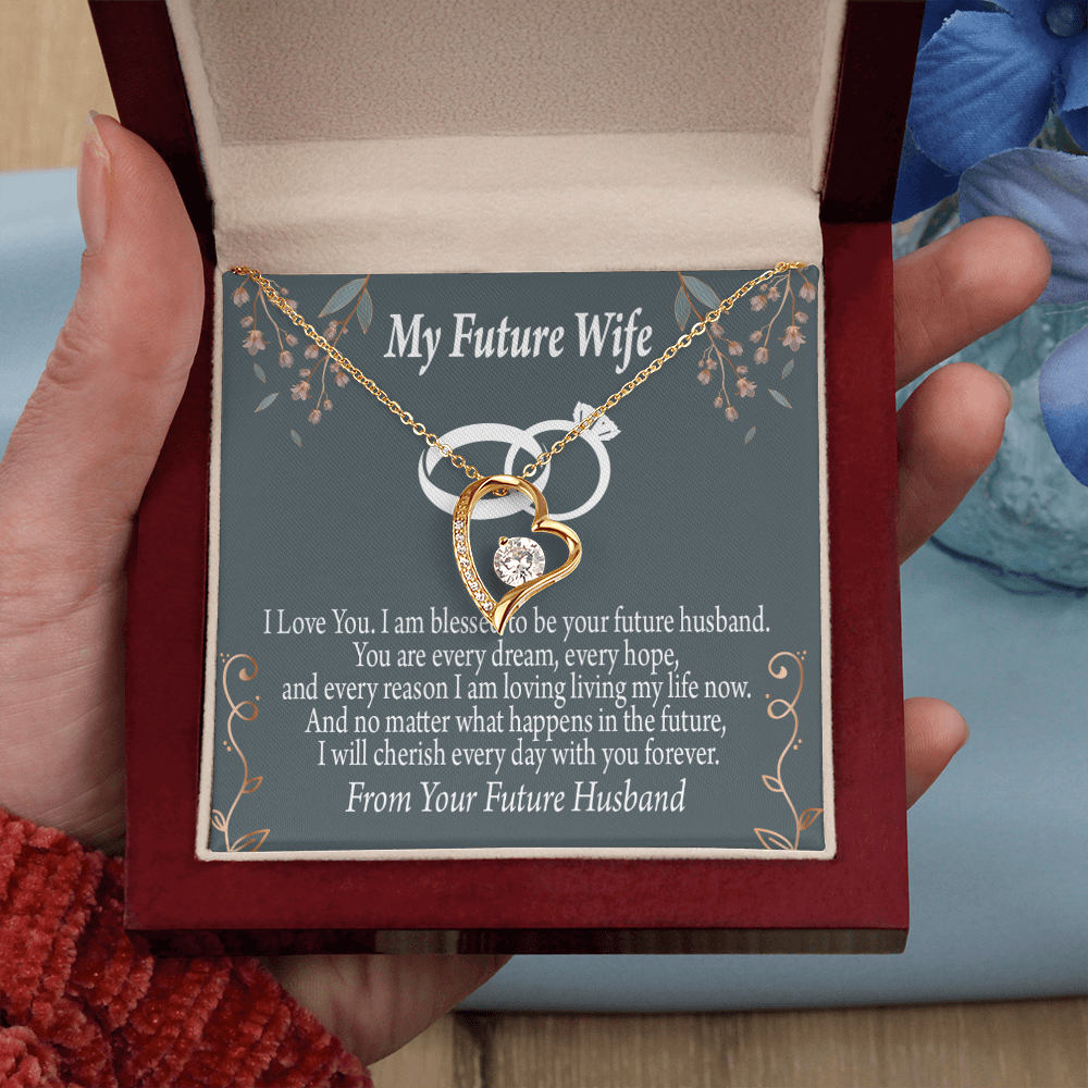 To My Fiancee I'm Blessed Forever Necklace w Message Card-Express Your Love Gifts