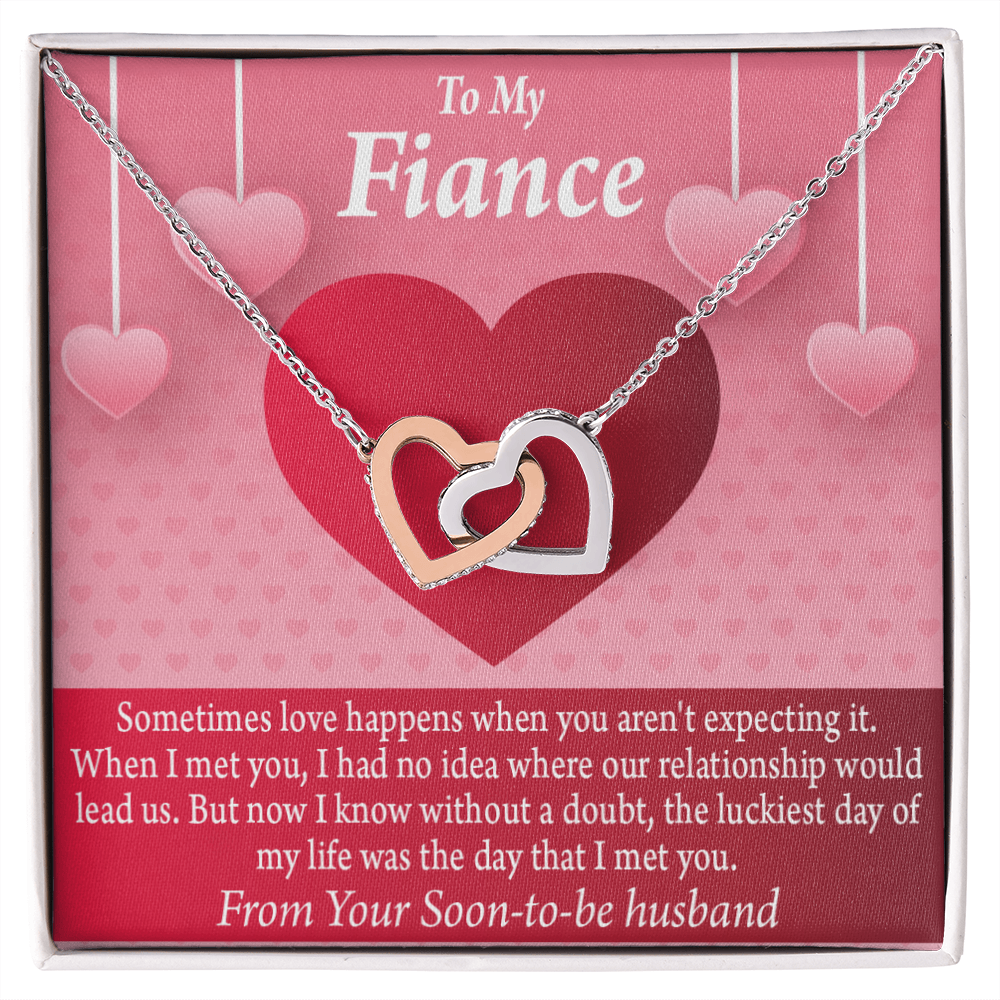 To My Fiancee I'm Lucky To Have Met You Inseparable Necklace-Express Your Love Gifts