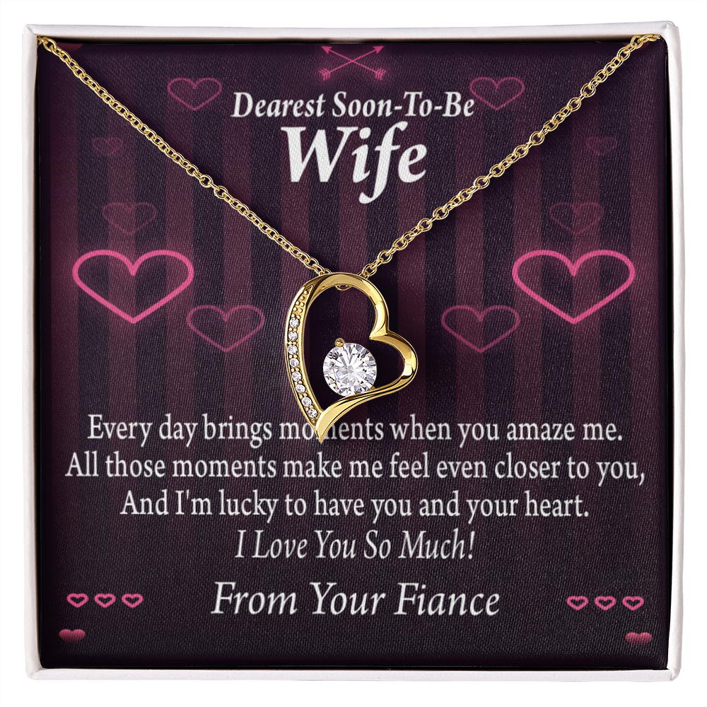 To My Fiancee I'm Lucky To Have You and Your Heart Forever Necklace w Message Card-Express Your Love Gifts