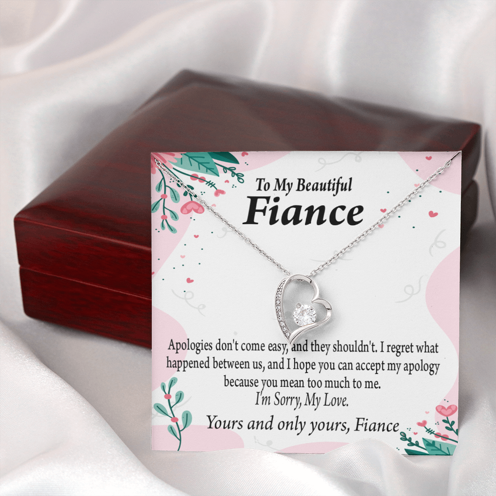 To My Fiancee I'm Sorry My Love Forever Necklace w Message Card-Express Your Love Gifts