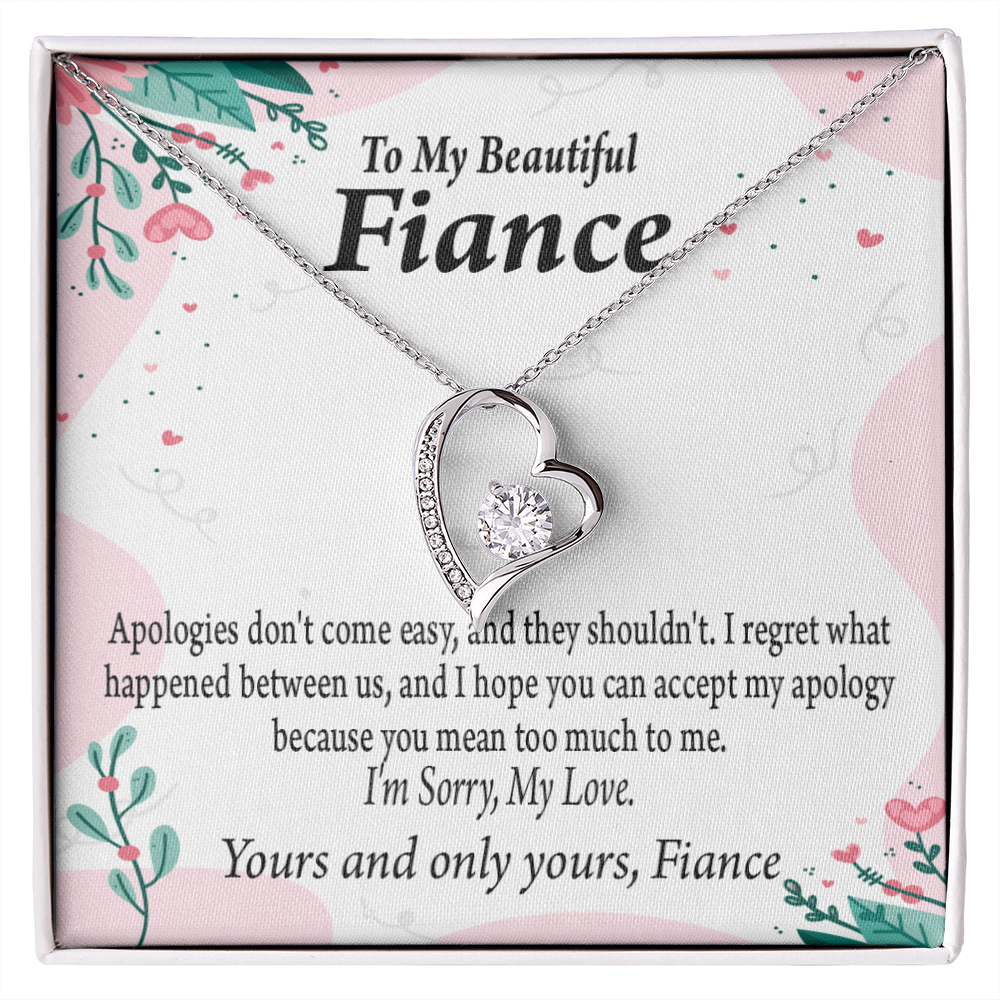 To My Fiancee I'm Sorry My Love Forever Necklace w Message Card-Express Your Love Gifts