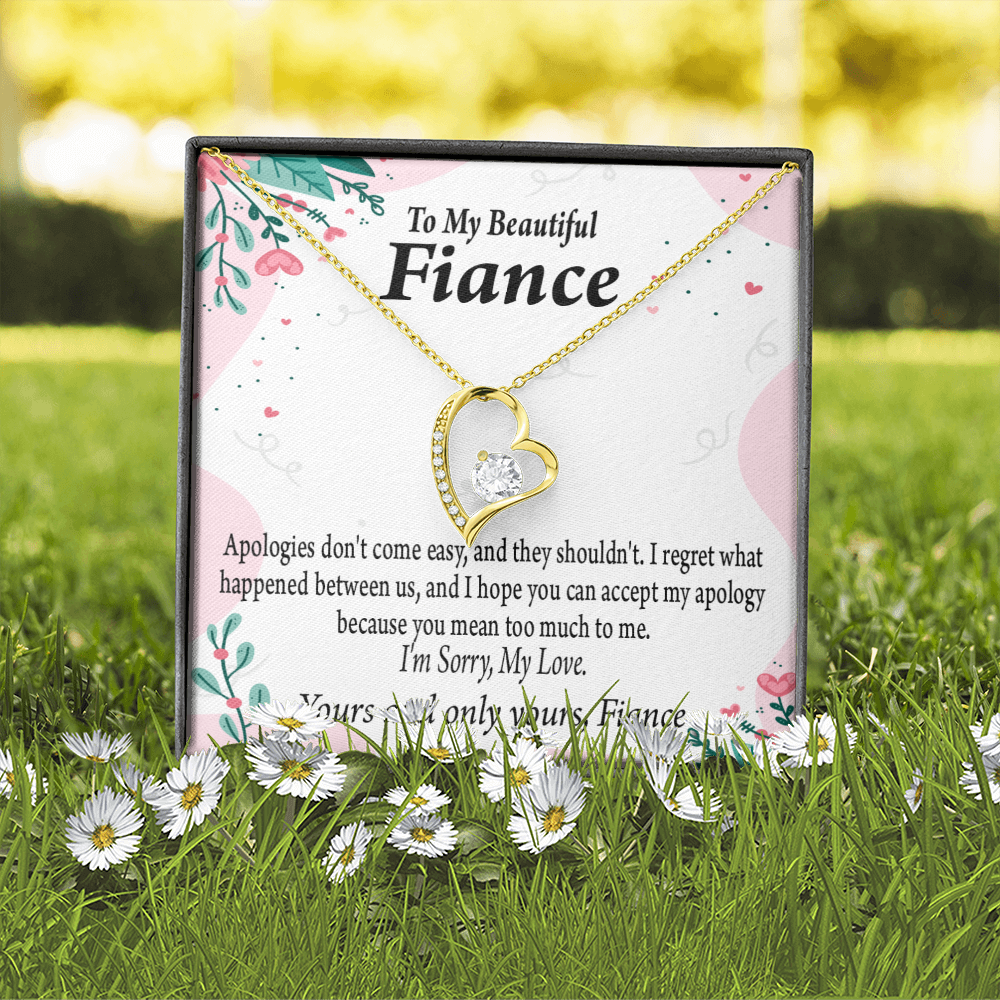 To My Fiancee I'm Sorry My Love Forever Necklace w Message Card-Express Your Love Gifts