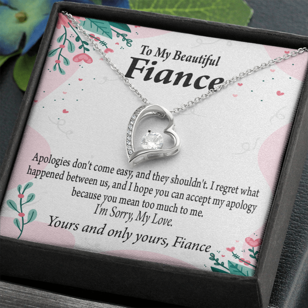 To My Fiancee I'm Sorry My Love Forever Necklace w Message Card-Express Your Love Gifts