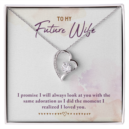 To My Fiancee I Promise Forever Necklace w Message Card-Express Your Love Gifts