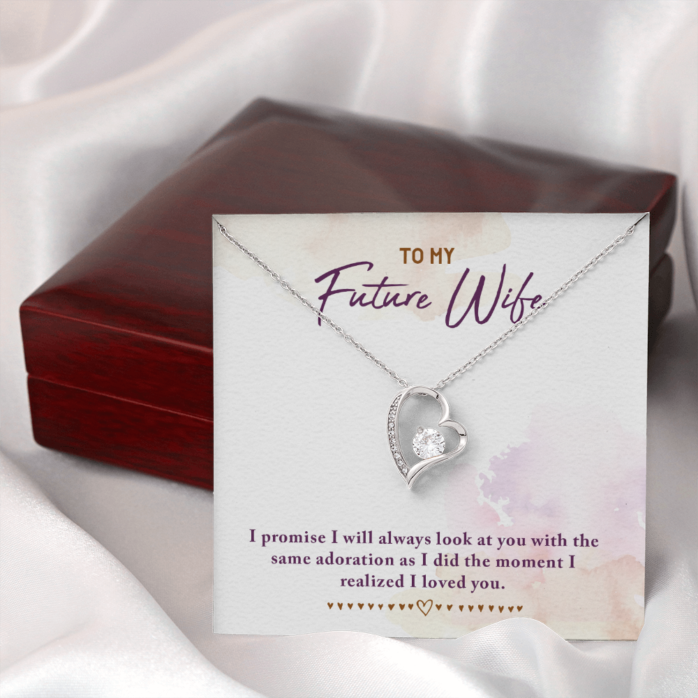 To My Fiancee I Promise Forever Necklace w Message Card-Express Your Love Gifts