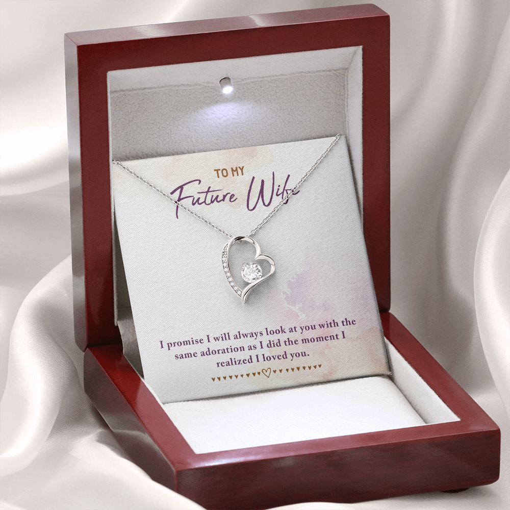 To My Fiancee I Promise Forever Necklace w Message Card-Express Your Love Gifts