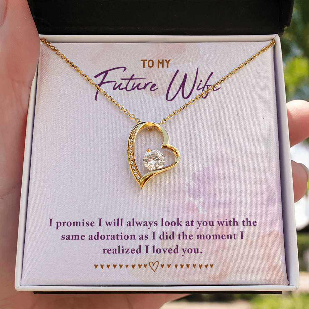 To My Fiancee I Promise Forever Necklace w Message Card-Express Your Love Gifts