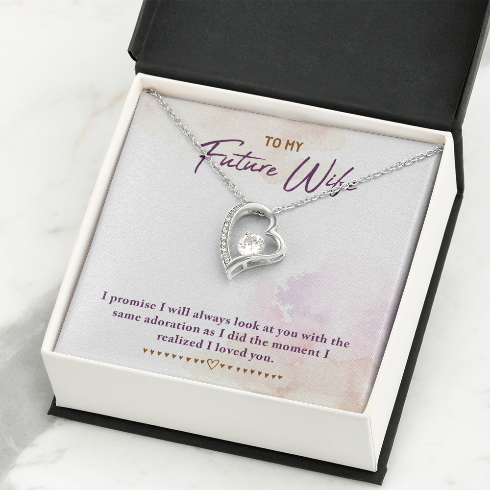 To My Fiancee I Promise Forever Necklace w Message Card-Express Your Love Gifts