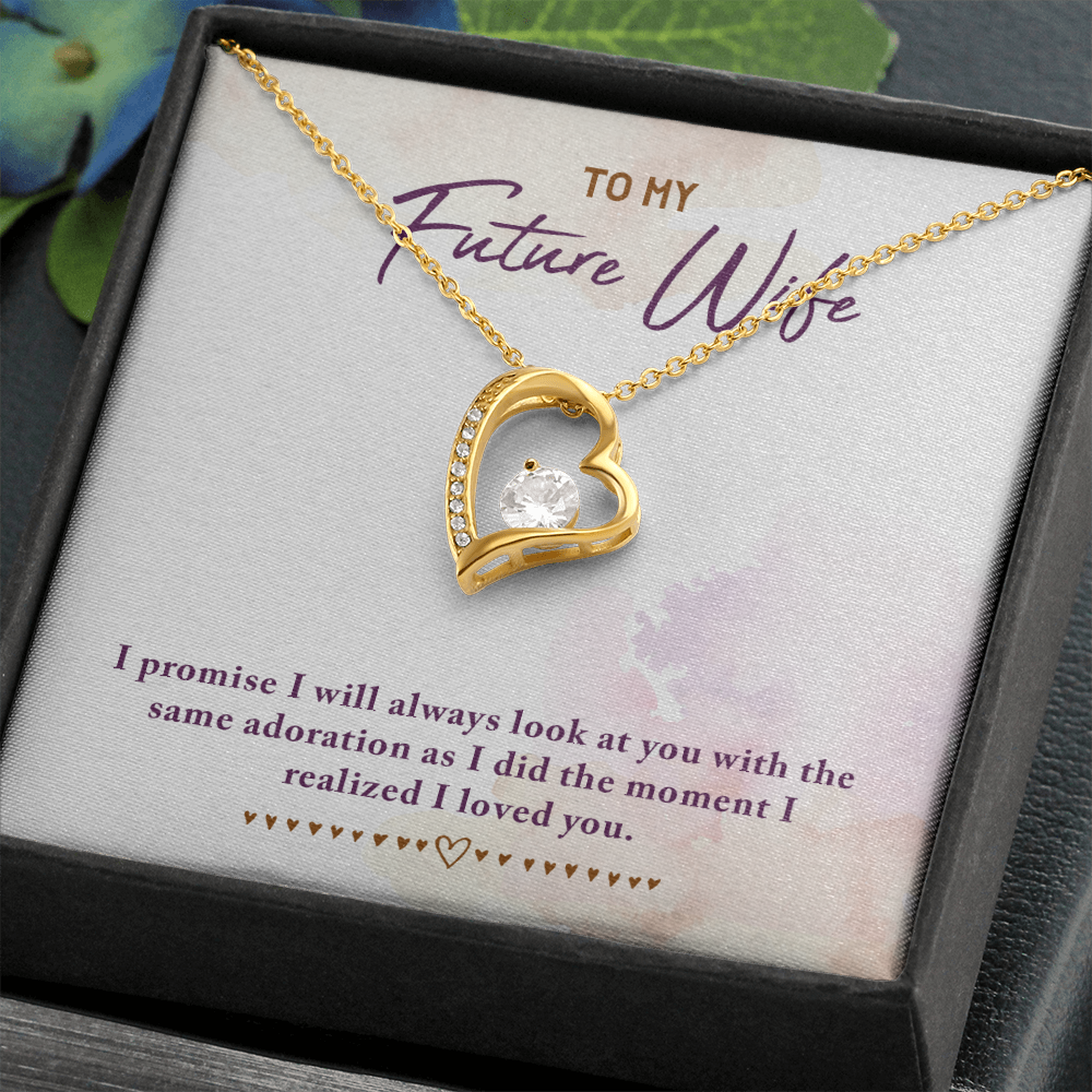 To My Fiancee I Promise Forever Necklace w Message Card-Express Your Love Gifts