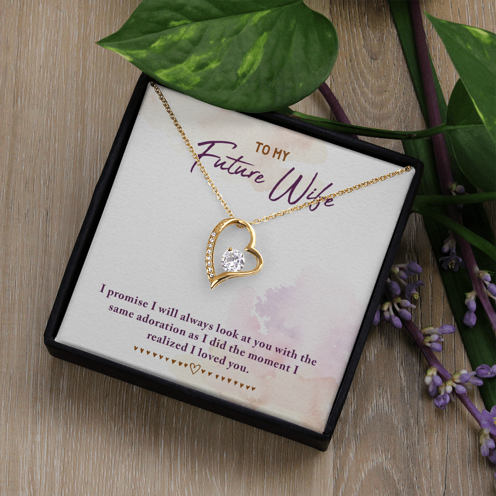 To My Fiancee I Promise Forever Necklace w Message Card-Express Your Love Gifts