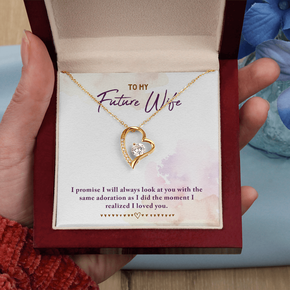 To My Fiancee I Promise Forever Necklace w Message Card-Express Your Love Gifts