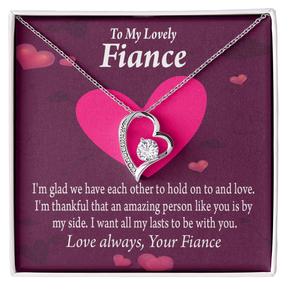 To My Fiancee I Want All My Lasts To Be With You Forever Necklace w Message Card-Express Your Love Gifts